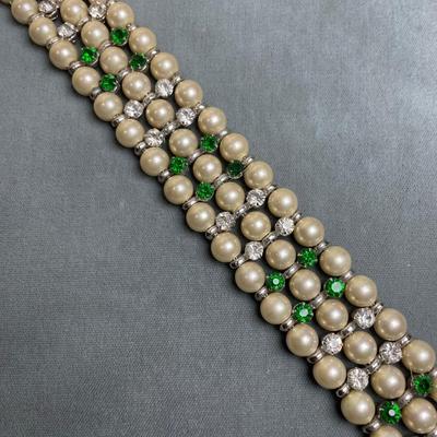 Fabulous Faux Pearl and Rhinestone Choker and earrings set
