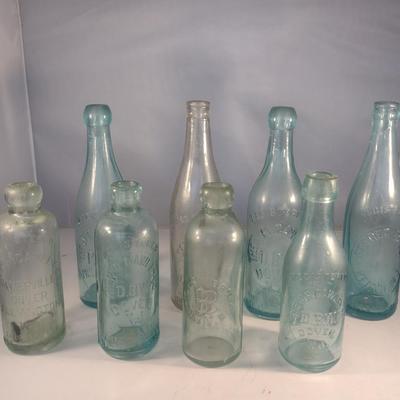 Collection of Vintage Glass Bottles- Clear and Blue