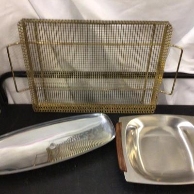 MCM Serving Pieces, Metal Tray, Square Tray, and Long Tray