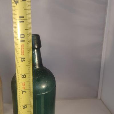 Collection of Vintage Glass Bottles- Clear, Blue, Green, and Amber