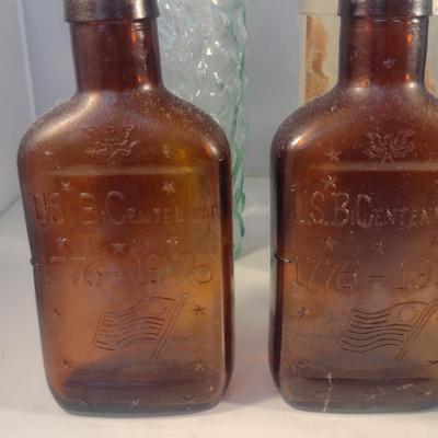 Collection of Vintage Glass Bottles- Clear, Blue, Green, and Amber