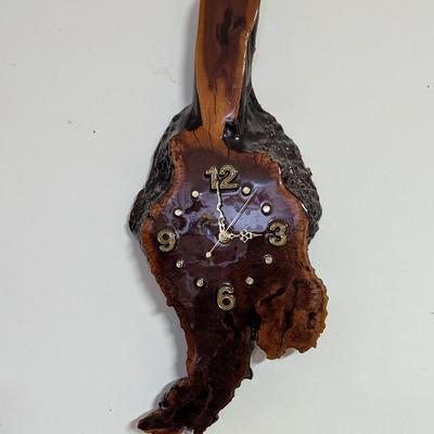 Redwood Burl Slab Wall Clock (O)