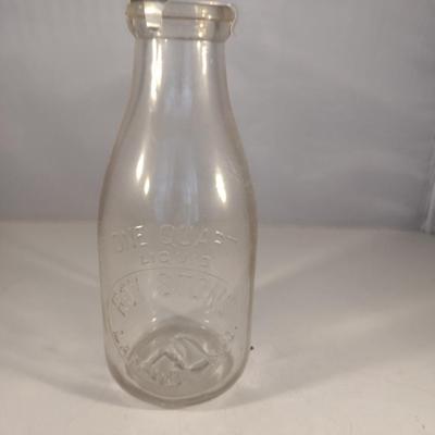 Roy Stone Farm Landing, NJ Quart Milk Bottle with Metal Top