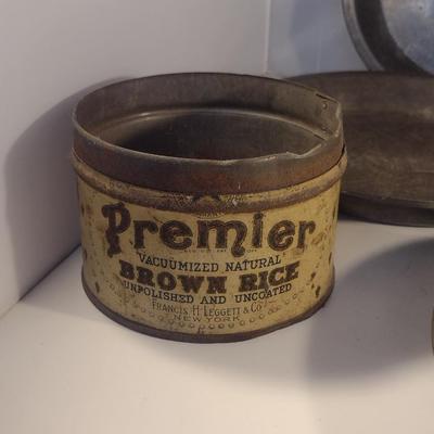 Collection of Vintage Metal Pie Pans and Tin Cans