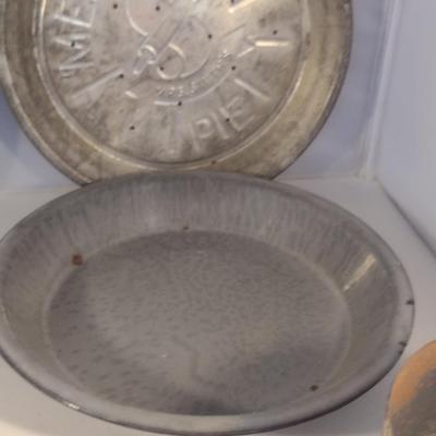 Collection of Vintage Metal Pie Pans and Tin Cans