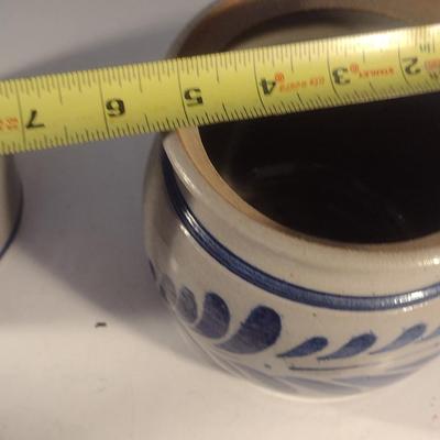 Glazed Pottery Utensil Holder and Jar with Lid- Westerwald Pottery