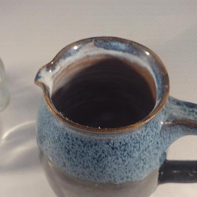 Pair of Pitchers- Pottery and Glass with Cork Stopper