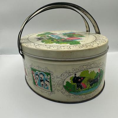 Vintage Oval Shaped Biscuit Tin