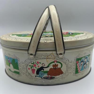 Vintage Oval Shaped Biscuit Tin