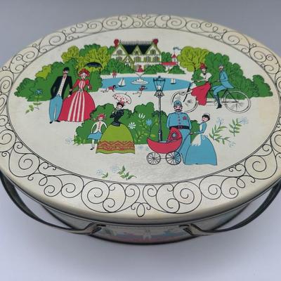 Vintage Oval Shaped Biscuit Tin