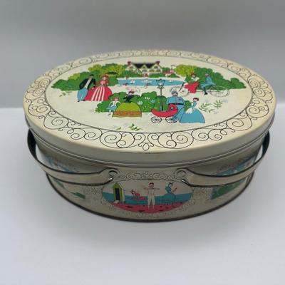 Vintage Oval Shaped Biscuit Tin