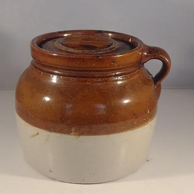 Glazed Pottery Bean Pot with Lid