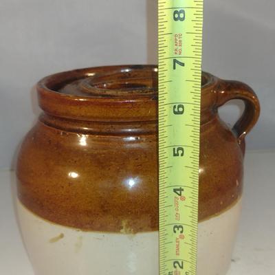 Glazed Pottery Bean Pot with Lid