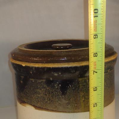 Glazed Pottery Crock with Lid