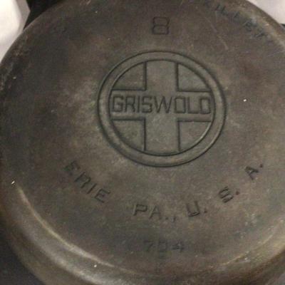 Griswold 8 and 5 Cast Iron Pan And Cast Iron Trivet