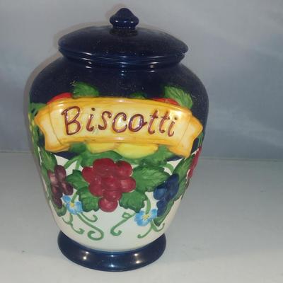 Glazed Ceramic Biscotti Jar with Lid