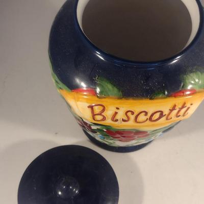 Glazed Ceramic Biscotti Jar with Lid
