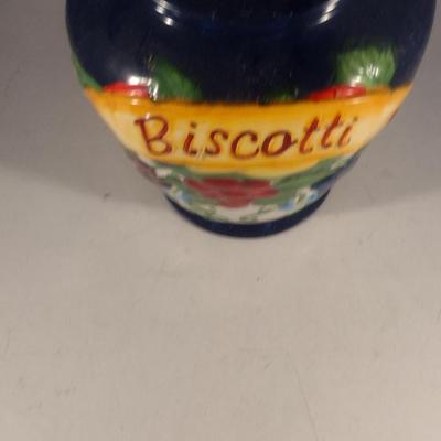 Glazed Ceramic Biscotti Jar with Lid