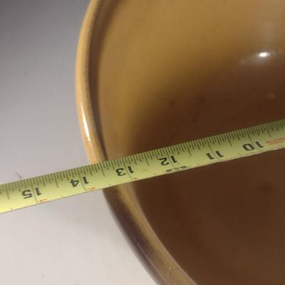 Large Glazed Pottery Mixing Bowl- Approx 13 1/2" in Diameter