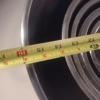Six Stainless Mixing Bowls