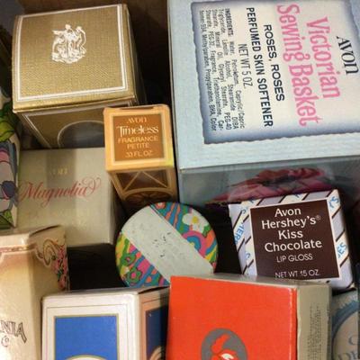 Avon New In Box Creams, Makeup, and Perfumes.