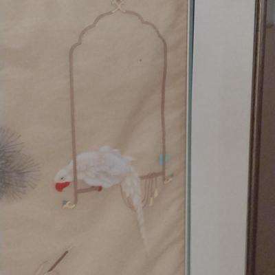 Framed Asian Design Art on Paper- Approx 39 3/4" x 53 1/2"