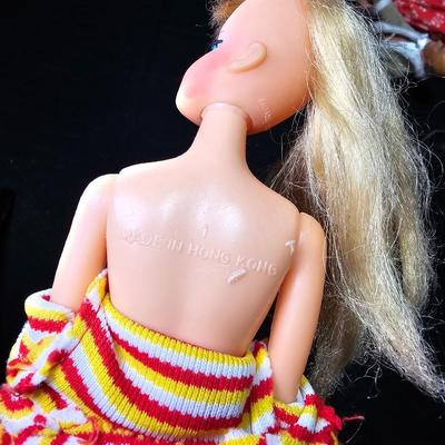 Two barbie dolls and a Ken doll - 1968 Mattel - 1 made Hong Kong - with clothing