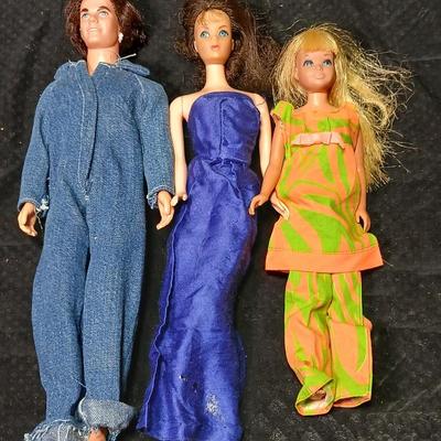 Two Barbie dolls one Ken doll - 1967 Mattel - 1966 Mattel - 1968 Mattel with clothing