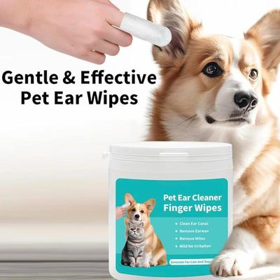 Disposable Pet Ear Cleaner Wipes |Natural Ear Wipes Finger for Dogs & Cats Comfy Finger Design | Clean Ear Wax, Debris & Dirt Gently