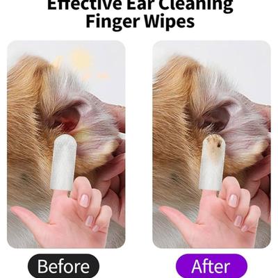 Disposable Pet Ear Cleaner Wipes |Natural Ear Wipes Finger for Dogs & Cats Comfy Finger Design | Clean Ear Wax, Debris & Dirt Gently