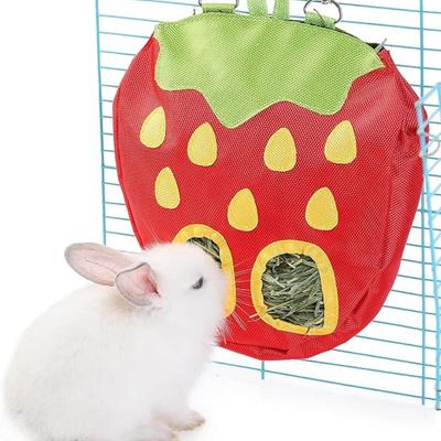 Rabbit Hay Feeder Bag for Cage Guinea Pig Timothy Hay Dispenser Storage Manger Hanging Large Less Waste for Bunny