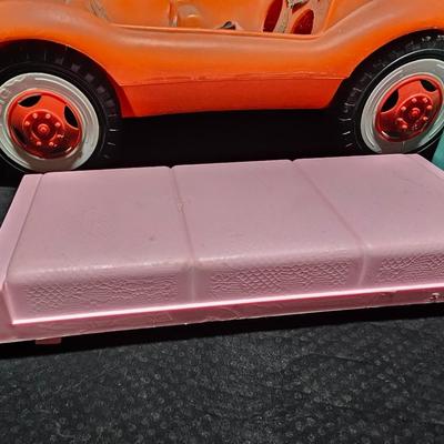 Vintage 1960s BIG Brand Barbie Doll Sand Dune Buggy Cruiser car with Vintage Teal Barbie Beauty Bath Tub and beds