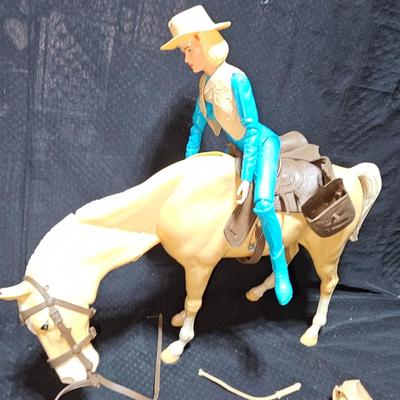 Vintage 1965 Jane West Doll With Horse, Assorted Riding Gear And Camp Supplies