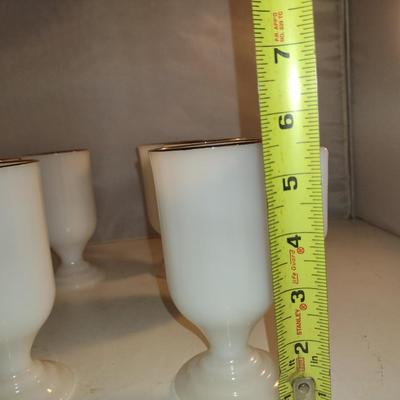 Set of Six Irish Coffee Mugs- Milk Glass with Gold Rim