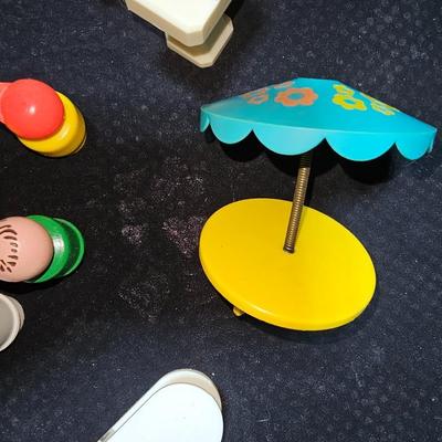 Vintage fisher Price little people with little people furniture and accessories