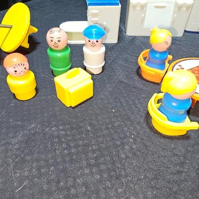 Vintage fisher Price little people with little people furniture and accessories