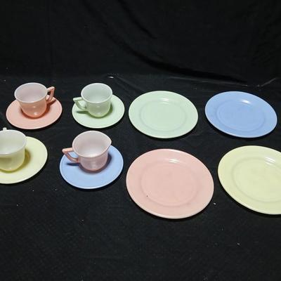 Vintage HAZEL-ATLAS Glass, 12 Piece 20th Century LITTLE HOSTESS, CHILD SIZE/TOY, Dinner Set
