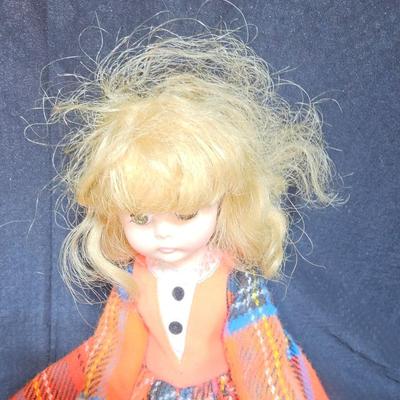 Vintage Miss Ginny Vogue Doll 15" Plaid Winter Dress Feathered Hat
