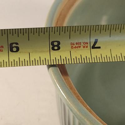 Glazed USA Pottery Covered Baker- Approx 8" in Diameter