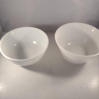 Pair of Milk Glass Mixing Bowls- One is Fire King