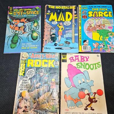 Vintage comic books - Mad - Sad Sack Sarge - Army and War Rock - Baby Snoots - Lost in Space
