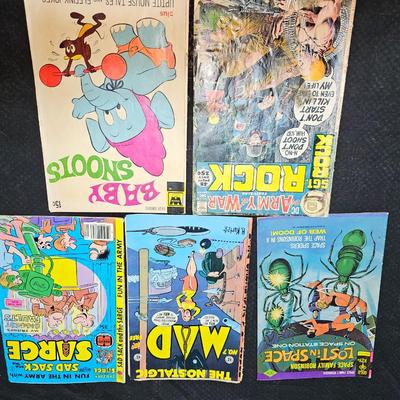 Vintage comic books - Mad - Sad Sack Sarge - Army and War Rock - Baby Snoots - Lost in Space