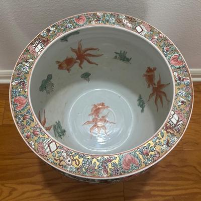 Chinese Rose Medallion Fishbowl Planter