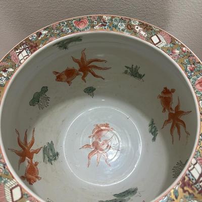 Chinese Rose Medallion Fishbowl Planter