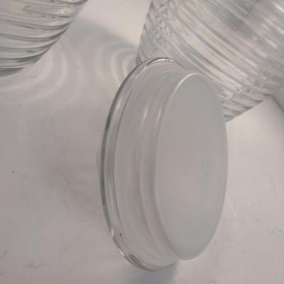 Pair of Glass Bee Hive Shaped Jars with Plastic Gaskets- Approx 9 Inches Tall- Marked USA
