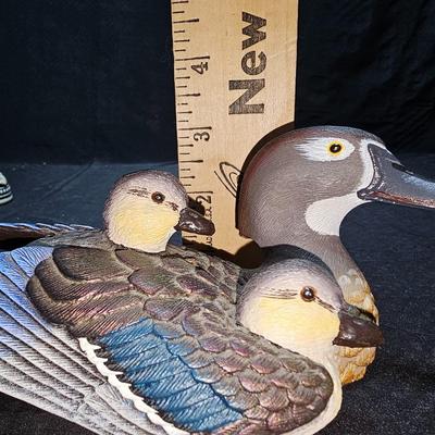 Old Style winter wildlife series Snowy River Mallards Beer stein with two Miniatures by world champion carver J.B. Garton Duck Sculptures