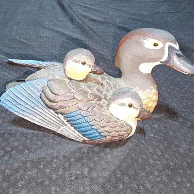Old Style winter wildlife series Snowy River Mallards Beer stein with two Miniatures by world champion carver J.B. Garton Duck Sculptures