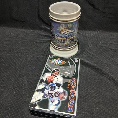 Broncos Superbowl XXXII January 25, 1998 Beer Stein with VHS of the game!