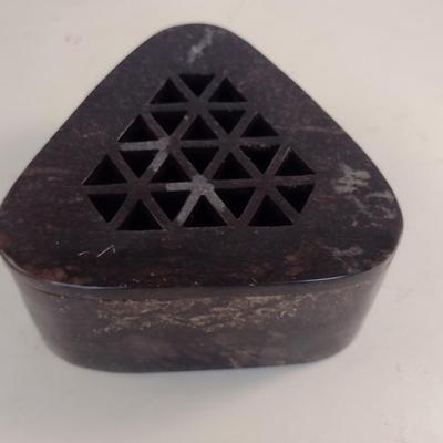 Carved Stone Box- Approx 4 1/2" Wide, 2 1/2" Tall