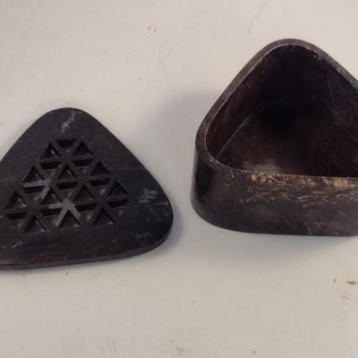 Carved Stone Box- Approx 4 1/2" Wide, 2 1/2" Tall